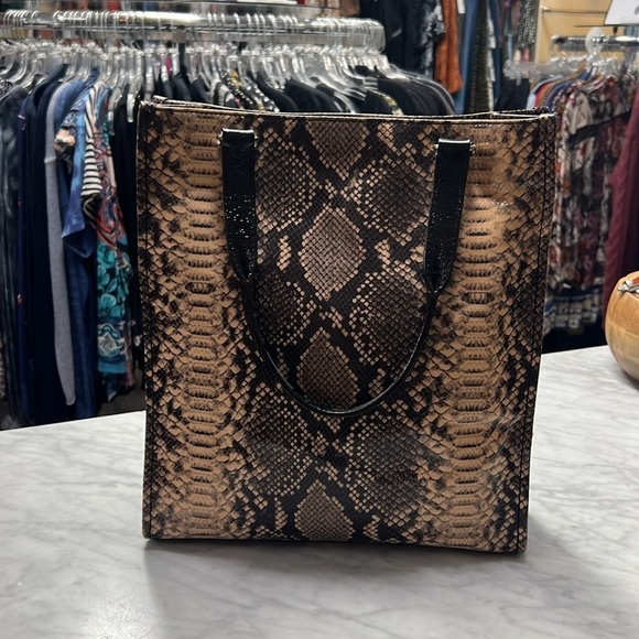 Kate Spade Millenium Park Pacey Python Tote Handbag Brown and Black - Picture 5 of 14